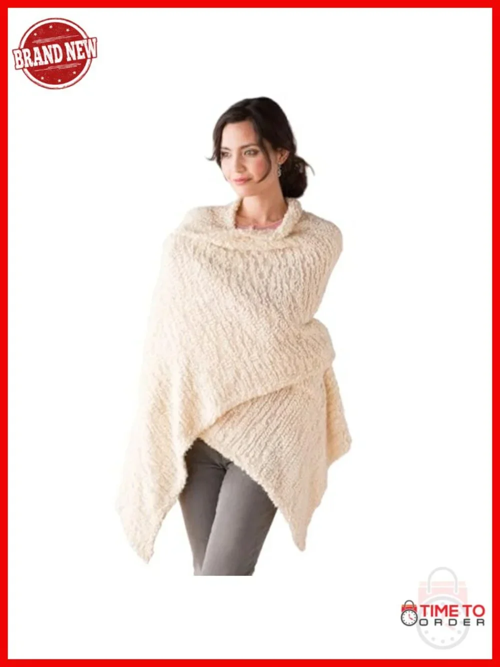Soft Knit Shawl with Pockets - Cozy Wrap for Women - Blanket-Style